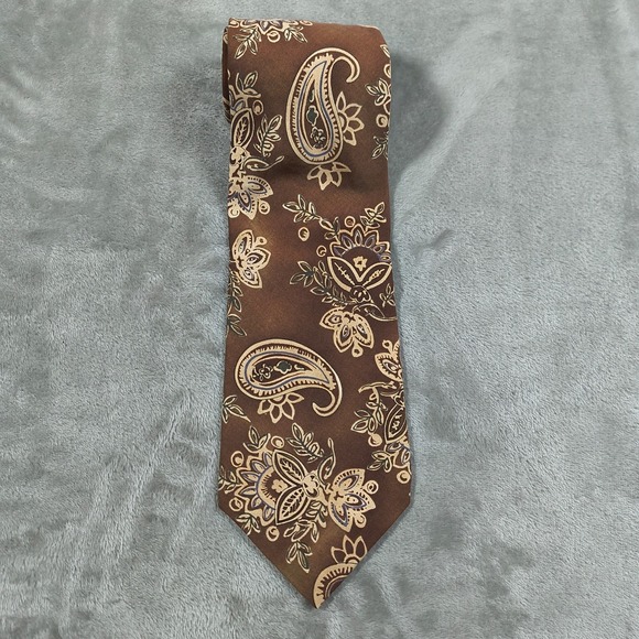 Givenchy Other - Vintage Monsieur Givenchy Tie Mens 56x4 Brown Paisley Necktie Floral Made In USA